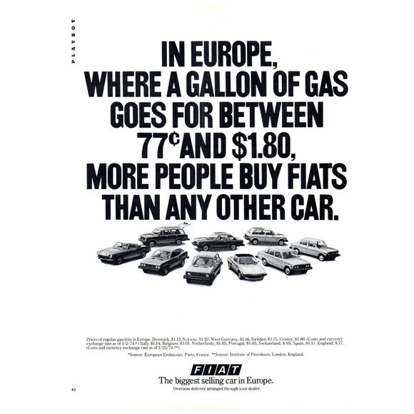 1974 Fiat Biggest Selling Car In Europe Vintage Print Ad Poster Print Wall Decor - Picture 1 of 1